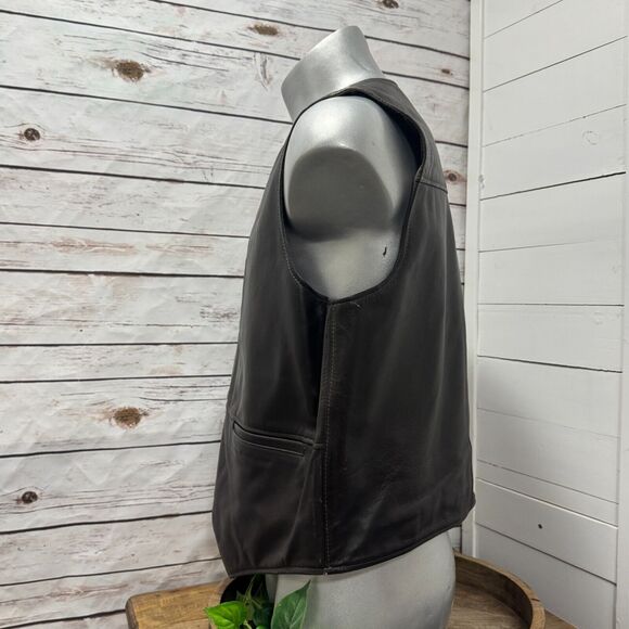 48 Coronado Concealed Carry Snap BROWN Leather Vest Motorcycle Biker Conceal - Picture 5 of 11